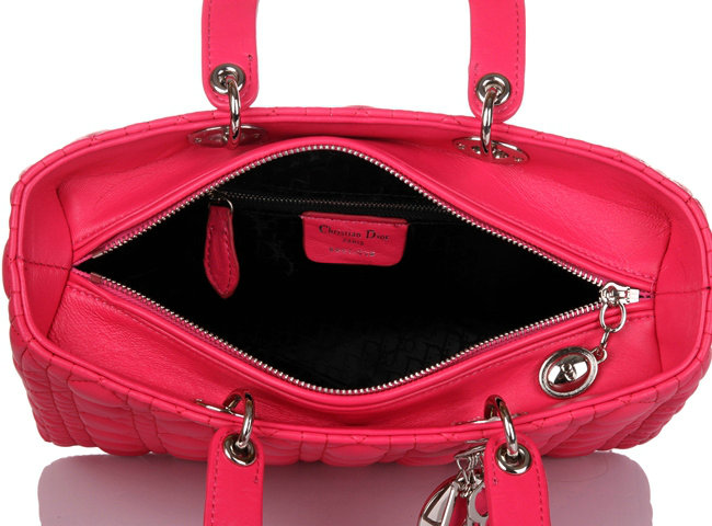 replica jumbo lady dior lambskin leather bag 6322 rosered with silver hardware